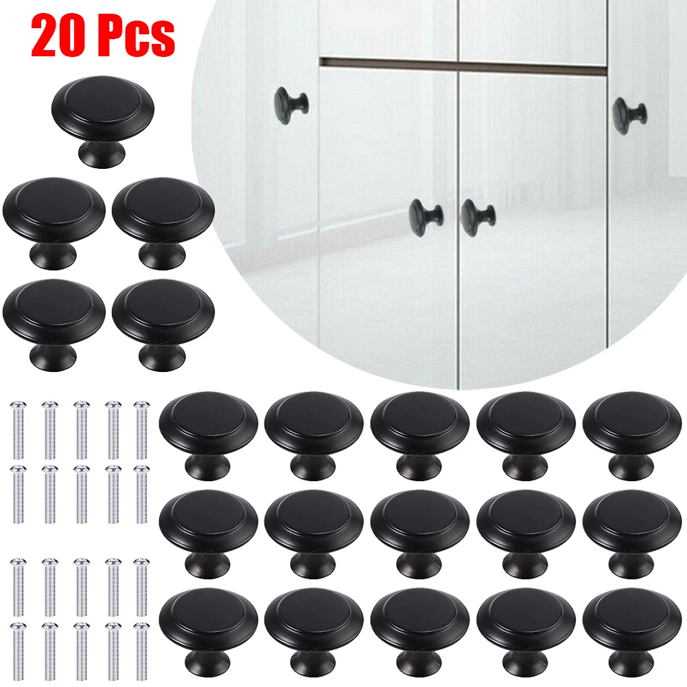 Aço inoxidável Rodada Maçanetas, Cabinet Handles, Armário, Gaveta, Cozinha, Banheiro, Móveis de Moda, Hardware Acessórios, 20Pcs