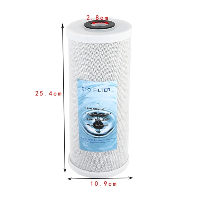 10inch CTO Filter Element Block Compression Sintered Activated Carbon Water Purifier Fittings Remove Residual Chlorine Odor
