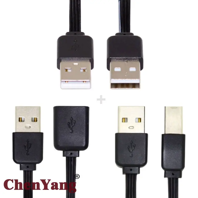 

Jimier 3pcs/lot 13cm USB 2.0 Type-A to Type-B Type-A Female Extension Male Data Flat Slim Cable for Printer Disk & Phone