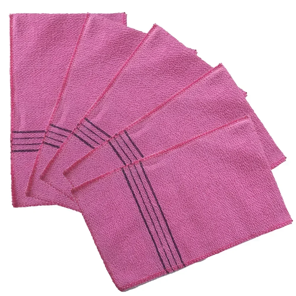 Koreanisches Peeling-Waschlappen Set – 5 Farben, Ca. 29 X 100 Cm, 100% Nylon | Zum Schrubben Trockener Haut, Wiederverwendbar