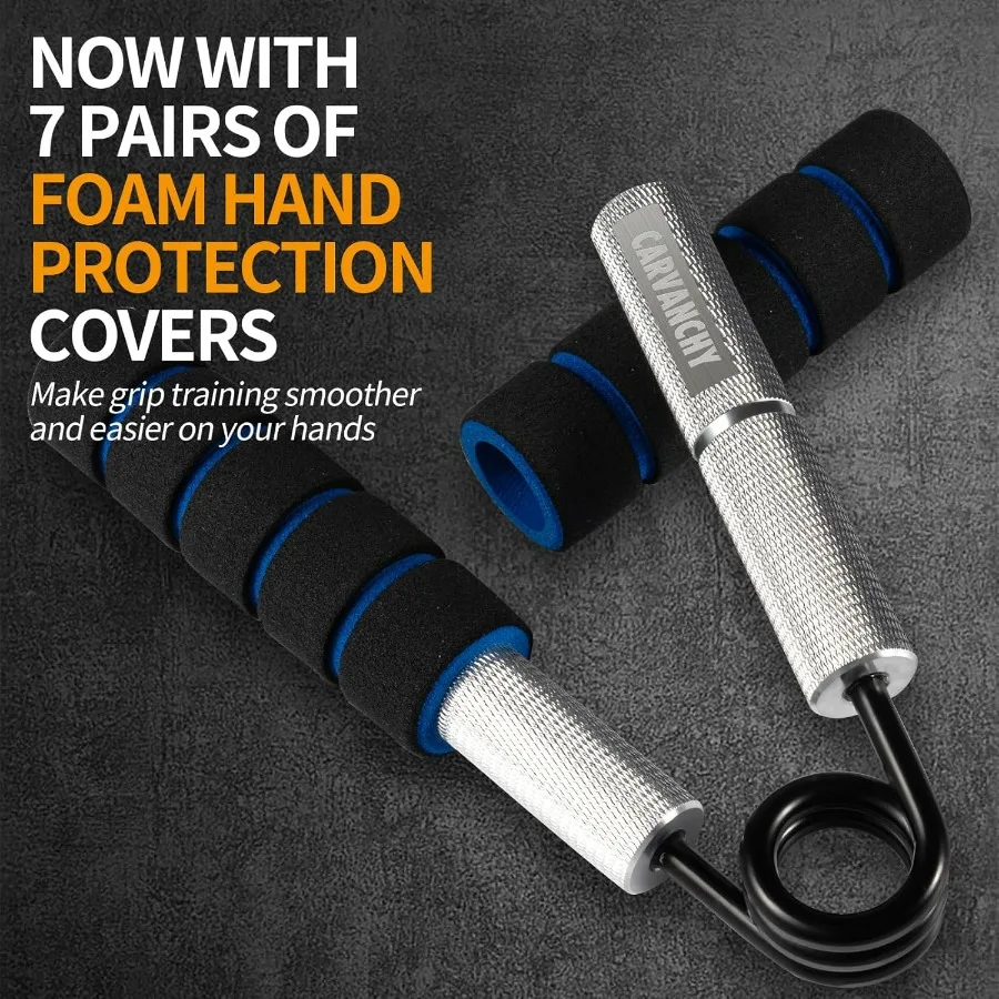 Grip Strength Trainer Set, 50-350LB(7 Pack), Wrist Forearm Strengthener, Metal No Slip, Hand Grip Gripper Strengthener for Stren