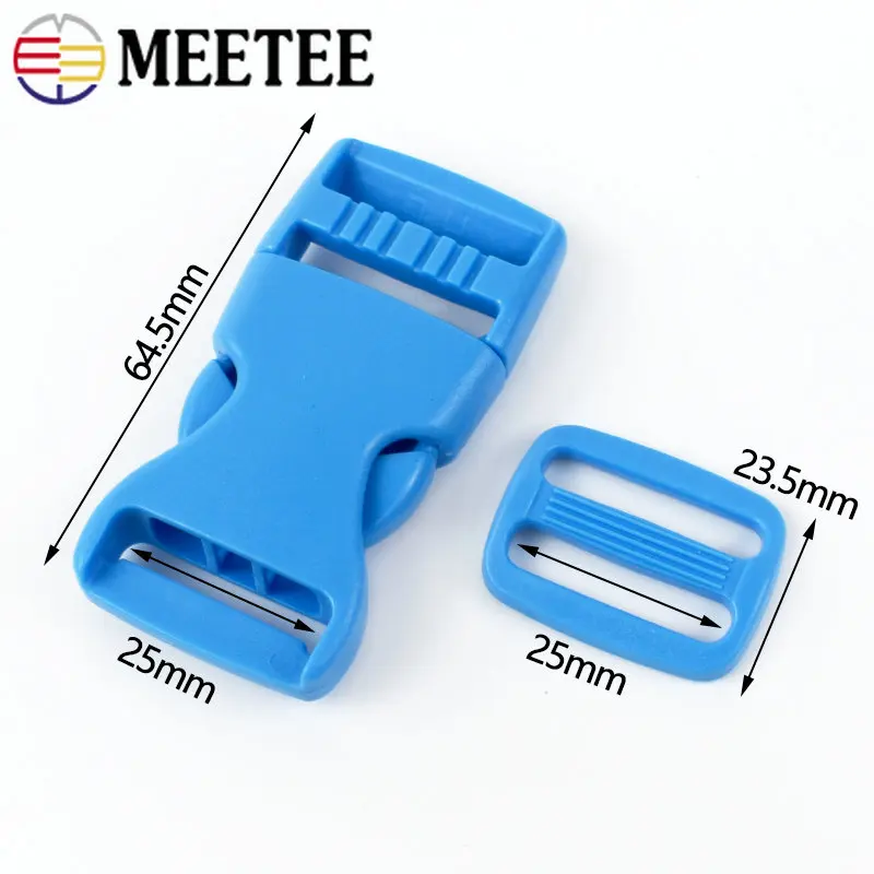 Meetee 플라스틱 사이드 릴리스 버클 벨트, 트라이 글라이드 슬라이더 걸쇠, 웨빙 백 스트랩, 조절 가능한 칼라 액세서리, 5, 10 세트, 15, 20, 25mm