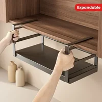 Stainless Steel Shelves Adjustable Spice Stand Storage Room Kitchen Metal Expansion Cabinet Kitchen Hanging Seasoning Rack 1