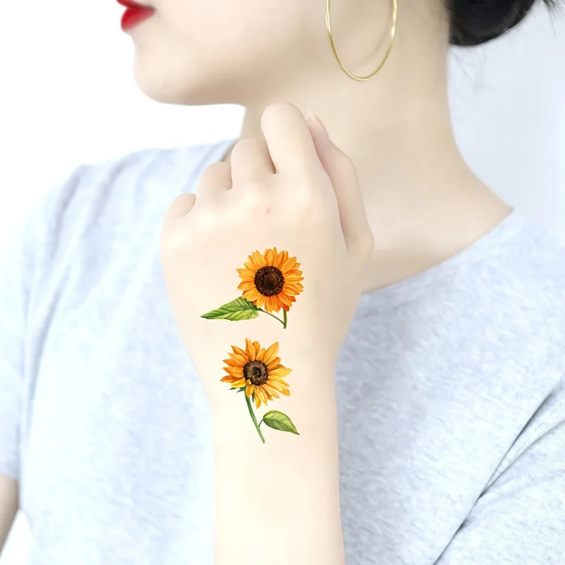 4pcs Waterproof Sunflower Temporary Tattoos Realistic Body Art for Men & Women Easy Apply & Remove Vibrant Designs for Arms