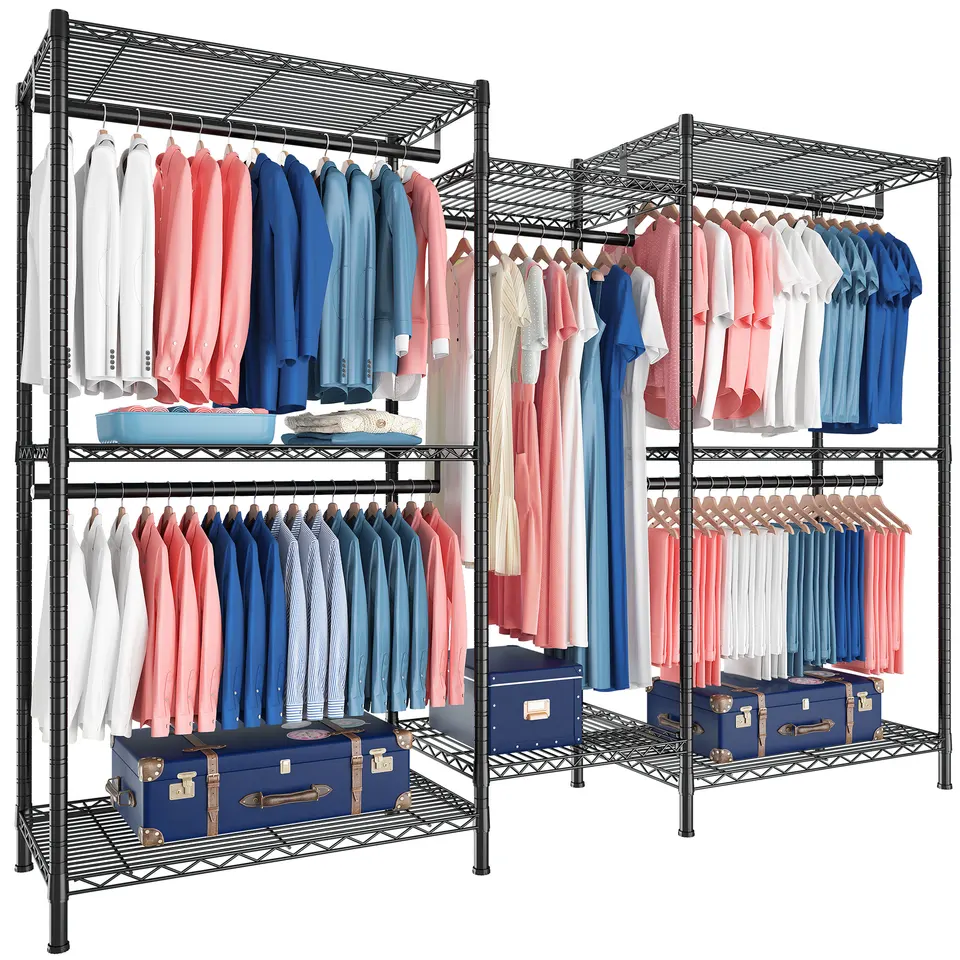 Closet Organizer Metal Garment Rack Portable Clothes Hanger Freestanding  Closet Wardrobe 77Wx 18D x 77H