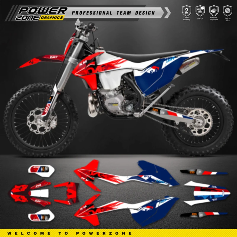 

PowerZone Custom Team Graphics Backgrounds Decals Stickers Kit For KTM SX SXF MX 16-18 EXC XCW Enduro 17-19 125 to 500cc 104