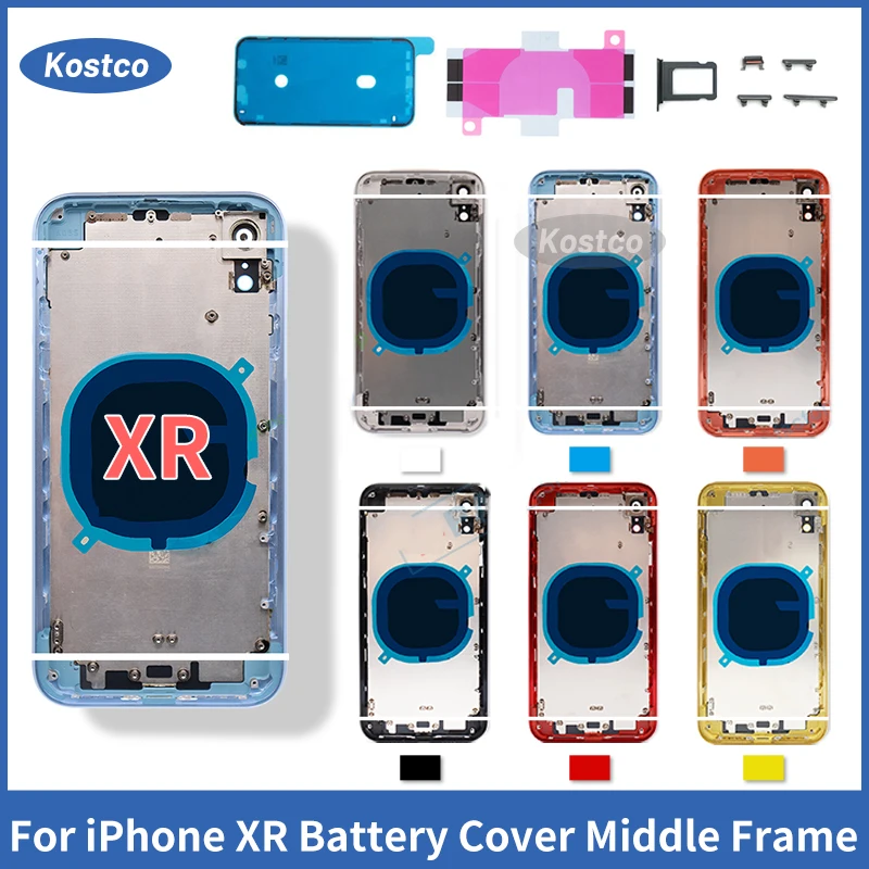 1pcs Rear Housing Assembly For iPhone XR With Battery Back Cover+Middle Chassis Frame+SIM Tray
