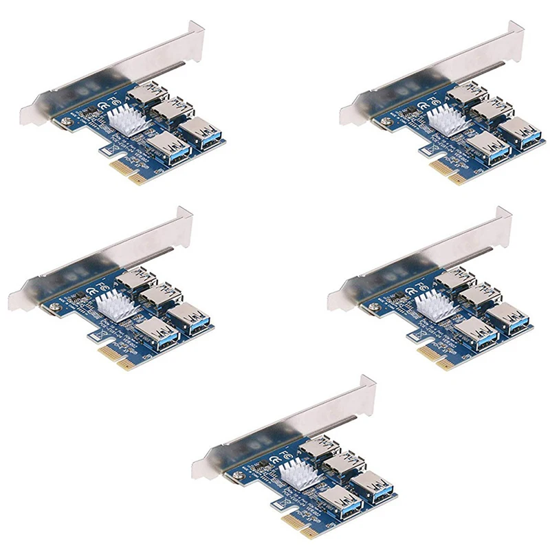 

5 шт., Райзер-карта PCIe 1 к 4 к PCI Express 16X