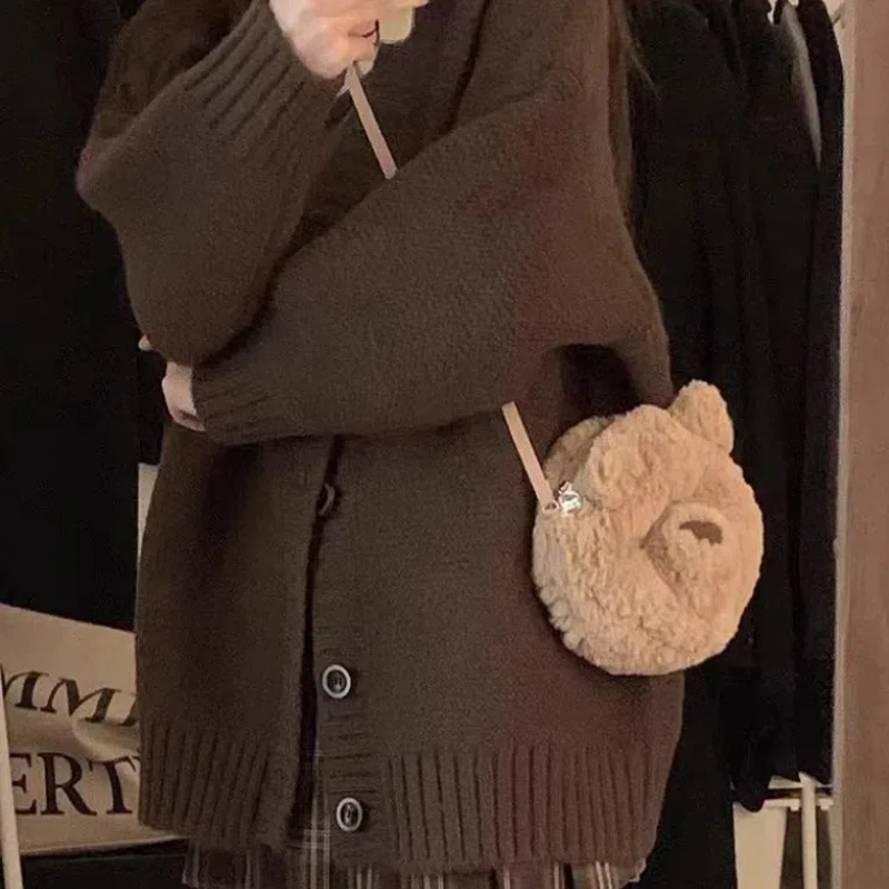 Knitted Cardigan Sweater for Women in Early Autumn Soft and Sticky V-neck Loose and Lazy Style Jacket Top 116