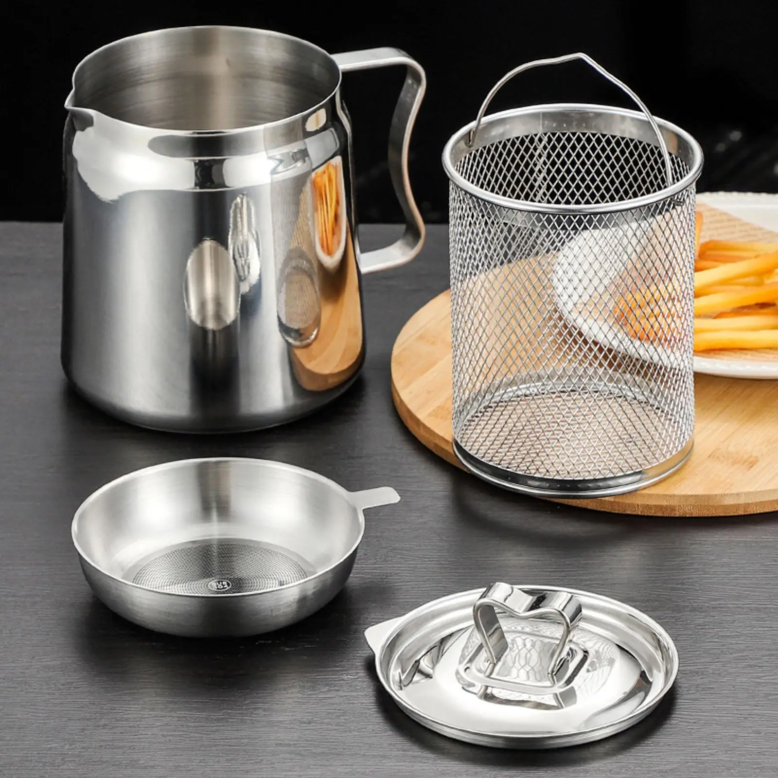 Frying Pot Grease Can Milk Warmer French Fries Storage Pots Oil Tank Kettle with