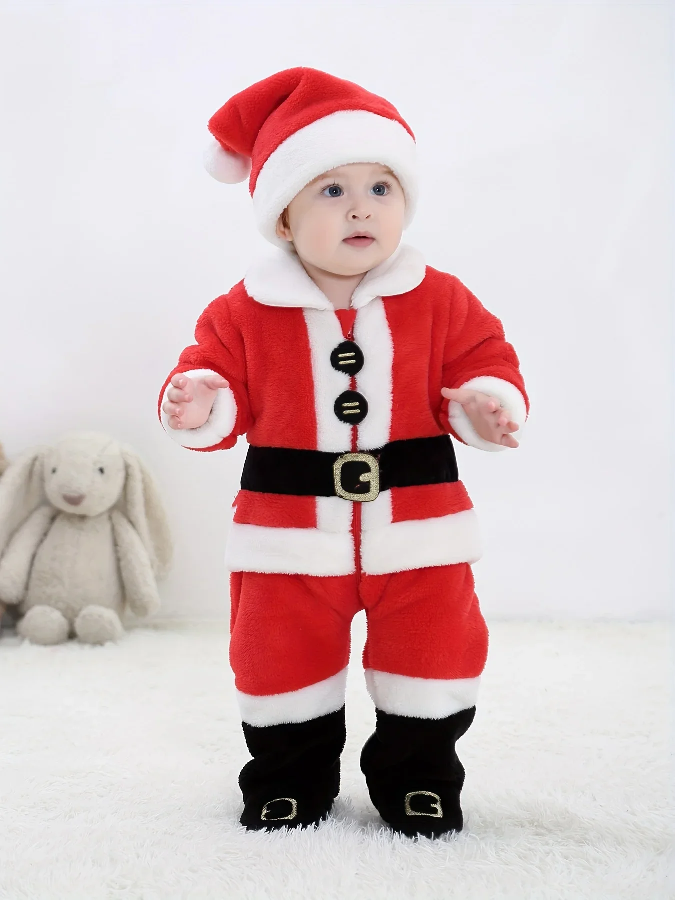 

Christmas Party Cute Costume, Toddler Baby's Santa Claus Bodysuit + Hat Set