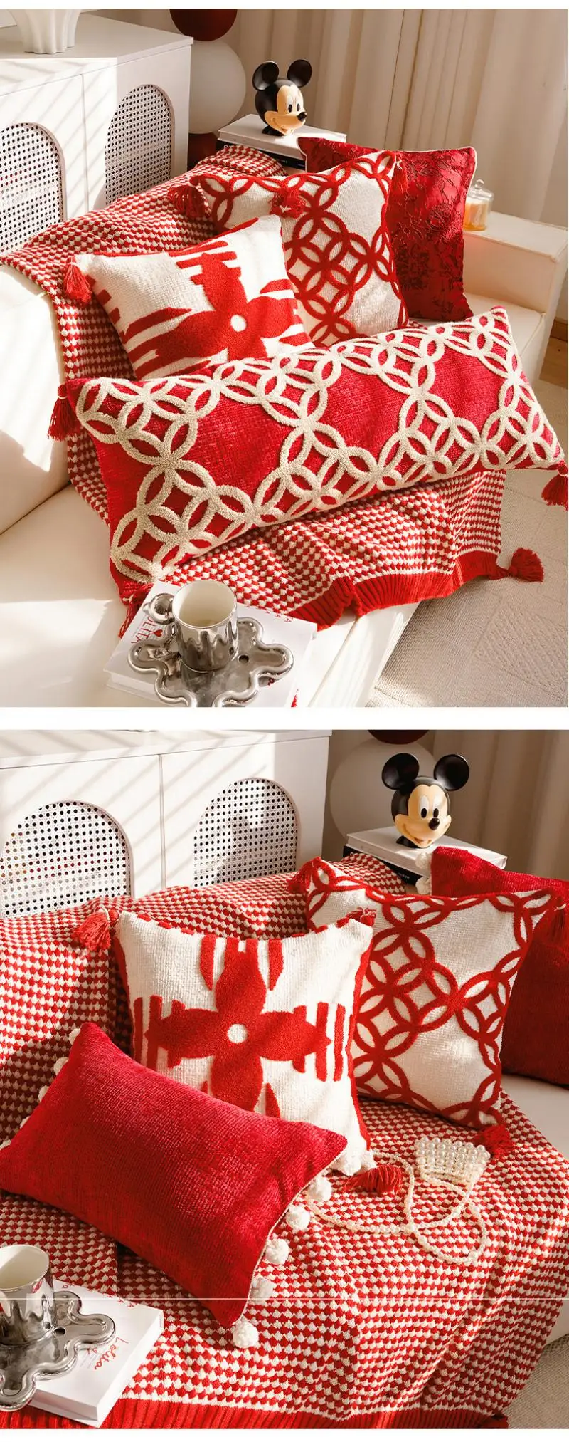 Neue Jahr dekorative Kissenbezug Cojines rot Sofa Stickerei Kissenbezug Hochzeit Schlafzimmer Kopfteil Kissenbezug – Detail 9