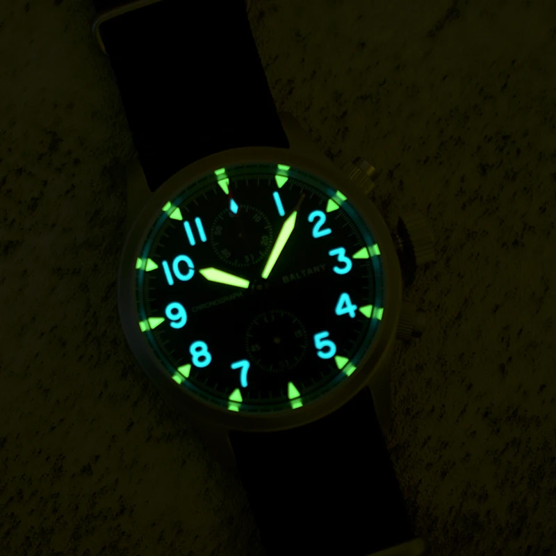 Baltany Quarz Militär Chronograph s5033 Edelstahl 39mm Gehäuse 