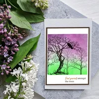 1Sheet Trees Clear Stamps for DIY Scrapbooking Crow Birds Silicone Clear Stamp Seals 15x15cm Transparent Stamps for Cards Making 4