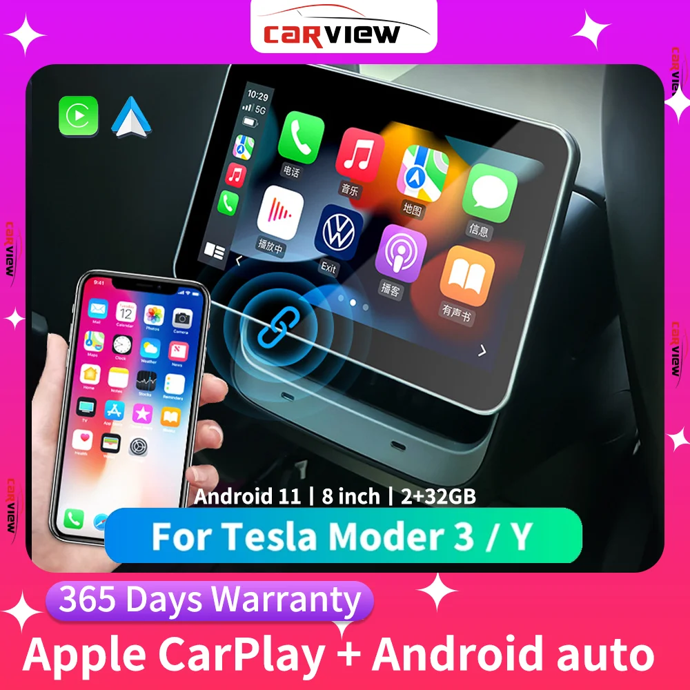 CARVIEW-Apple-CarPlay-Android-Auto-For-Tesla-Model-3-Y-Rear-Display ...