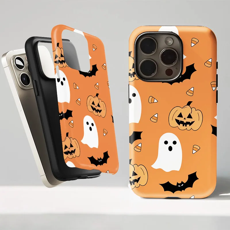 Dual-Layer Halloween Pumpkin Ghost Case - Protective Film Shell Cover