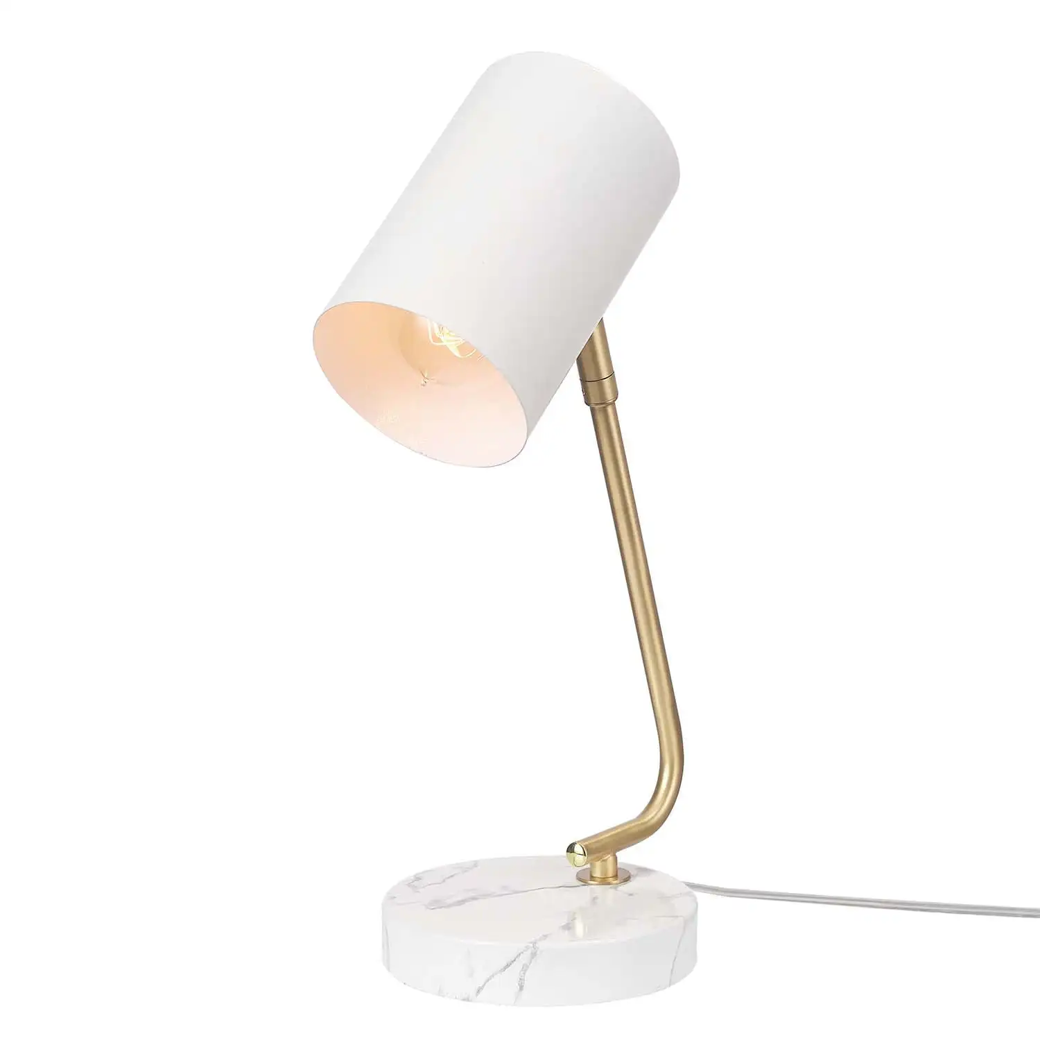 

Novogratz x Globe Electric 15" Desk Lamp, Matte White Metal Shade, Marble Base, Brass Arm, 91002385