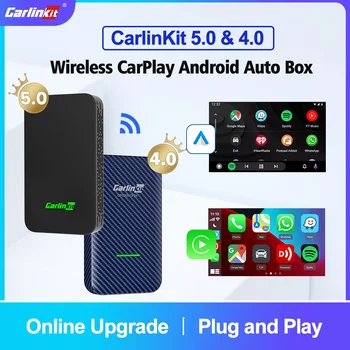 CarlinKit 5.0 4.0 미니 안드로이드 자동 CarPlay 무선 어댑터 스마트 CarPlay Ai 박스 무선 2.4 및 5 Ghz WiFi 블루투스 자동 연결 온라인 업그레이드에 유선