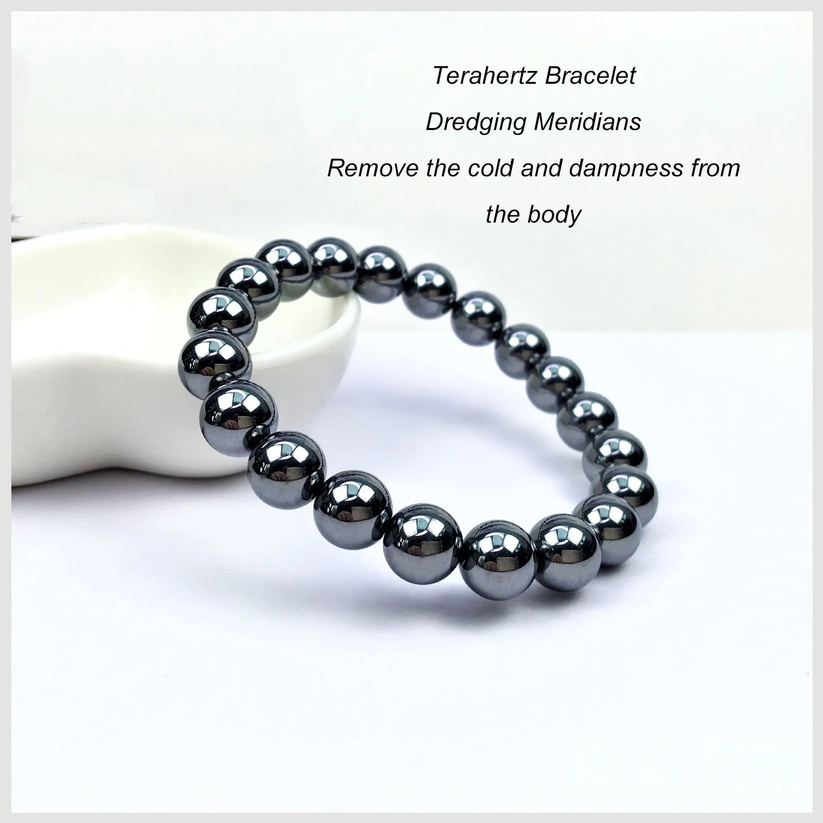 9mm Stylish Energy Stone Bracelet Men Women Terahertz Bracelet Fashionable Fatigue Relief Therapy Natural Energy Stone