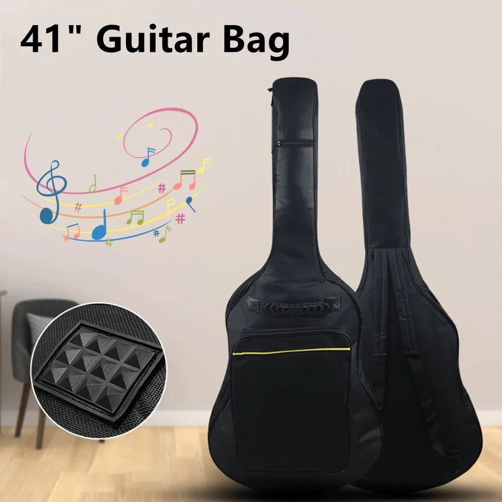 Acoustic Guitar Bag for Guitar 41inch Oxford Fabric Double Straps Padded Black Guitar Case Gig Backpack Accessories