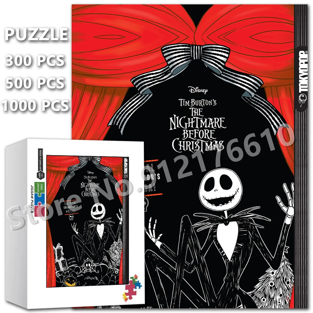 

Jack Skellington And Sally Disney Cartoon Jigsaw Puzzles 300/500/1000 Pieces The Nightmare Before Christmas Wooden Puzzle Toys