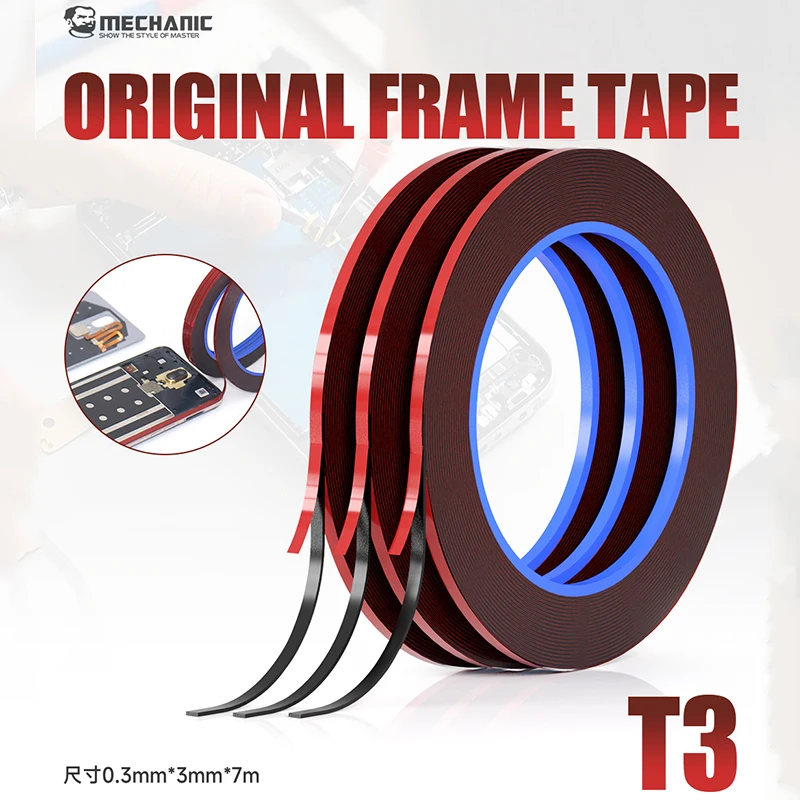 Colle mécanique T3 pour cadre d'écran, bord de 3mm, pour iphone, tablette, ordinateur, réparation d'appareils électriques, mousse verte, ruban adhésif Double face