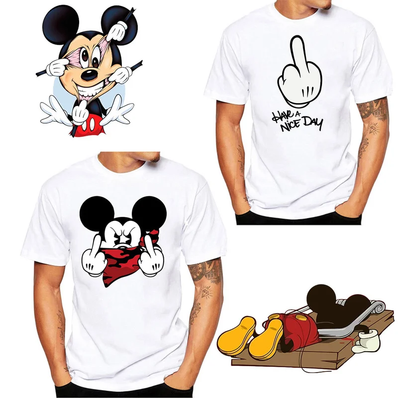 Disney Mickey Mouse Robbery Dress Up Heat Transfer Stickers Iron on Pathces  Appliqués On Clothes Custom Patch Free Shipping