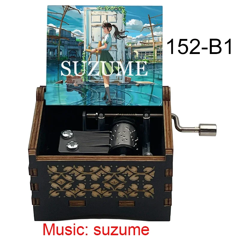 Anime Suzume Color Printing Hand-operated Type Wooden Music Box New Year's Gift for Friends Lovers Home Decoration Ornaments