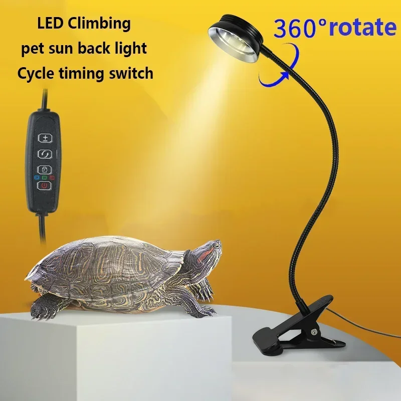 with Clip-on UVA+UVB Full Spectrum Sun Lamp Bulb for Tortoise Supplement Calcium Pet Box Lighting 110-240V Turtle Basking Lamp
