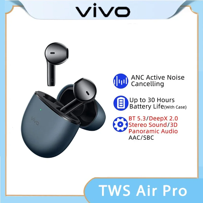 

Vivo TWS Air Pro TWS Earphone Bluetooth 5.3 Dual Mic AI Noise Cancelling Wireless Headphone 30 Battery Life 14.2mm
