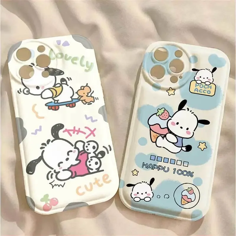 

Ins Sanrio Pochacco Cartoon Wallet Card Holder Phone Case For iPhone 14 13 12 mini 11 Pro X XR XS MAX 7 8 6 Plus Silicon Cover