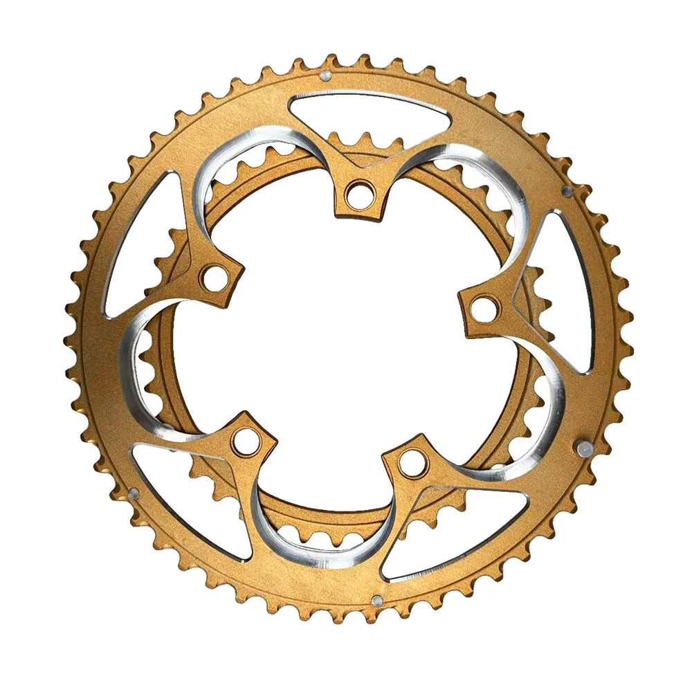 110BCD 5 Bolzen Kettenblatt 2X Rennrad Kettenblatt Doppelkurbel Set Kies Fahrrad Krone 34T 50T Kettenblatt 110mm Spur Fahrradteile – Detail 2