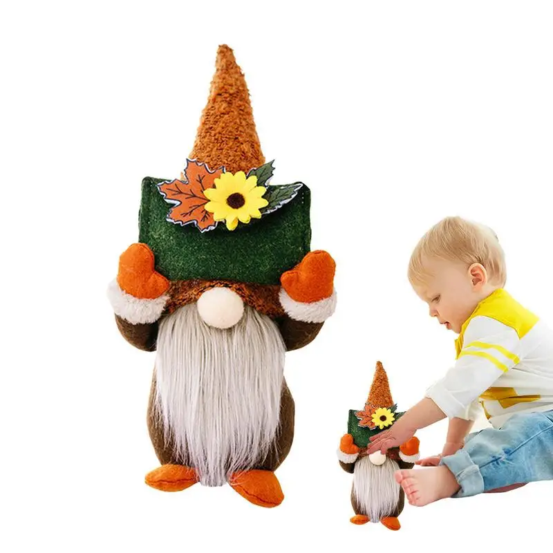 

Gnome Thanksgiving Decorations Sunflower Gnome Doll Fall Decoration Dwarf With Maple Leaf Plush Swedish Gnomes Ornaments For