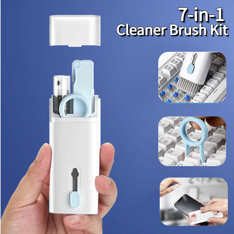 7in1 Computer Keyboard Cleaner Brush Electronics Dust Cleaning Tools Keycap Puller Kit For