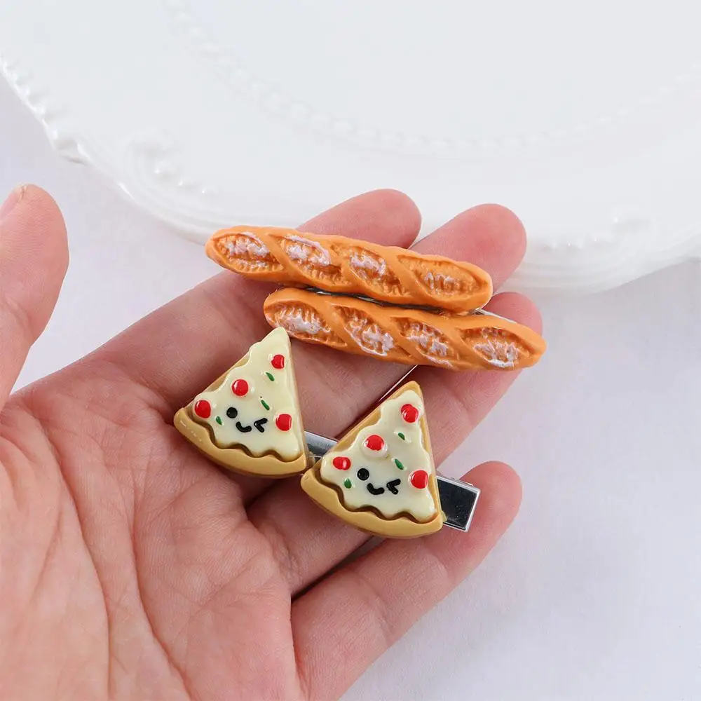 Geometric Cute For Girls Simulated Food Croissant Pizza Duckbill Side Clips Korean Barrettes BB Hairpins Women Hair Clips