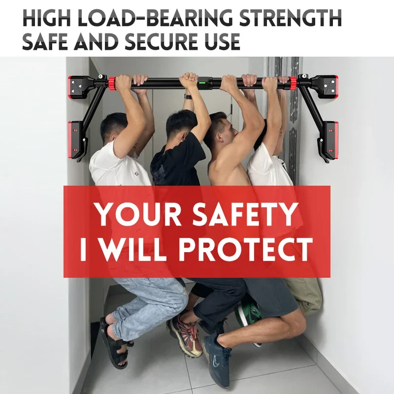 Gym Equipment Horizontal Bar Safety Support Adjustable Door Pull Up BarAuto Locking Horizontal Doorway Safety Support