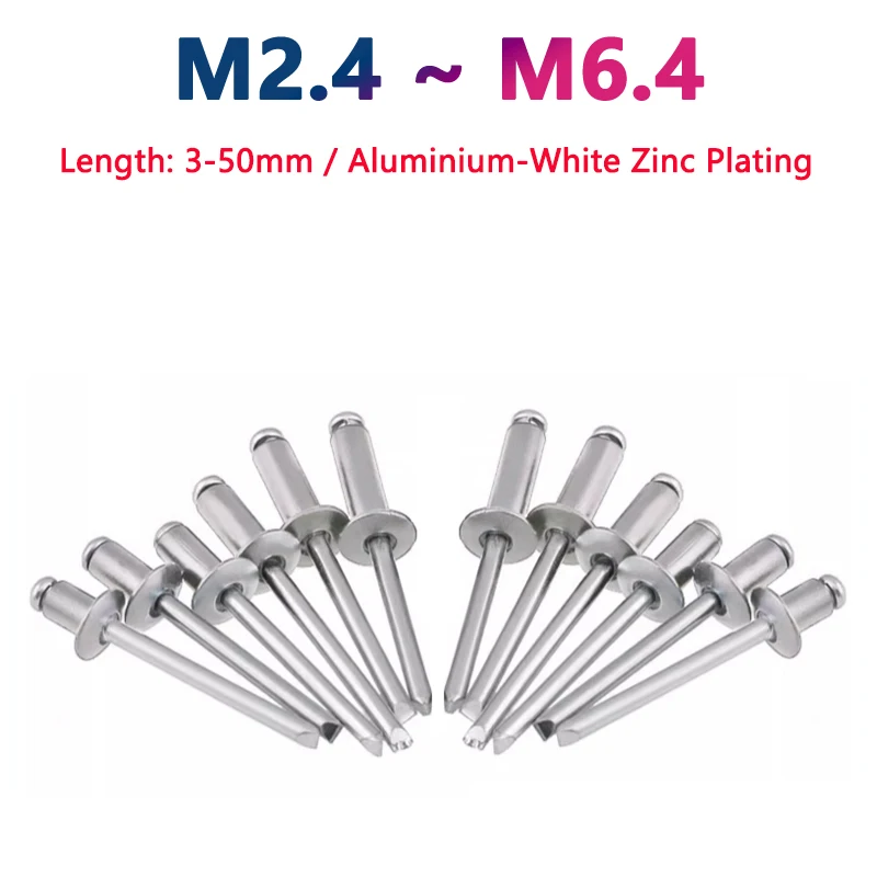 M2.4 M2.8 M3 M3.2 M3.6 M4 M5 M6.4 Aluminium Round Head Blind Rivets Nail Decoration Pop Rivet 10-50pcs Length 3 4 5 6 6.4 7-50mm rivets and fasteners rivets and screws