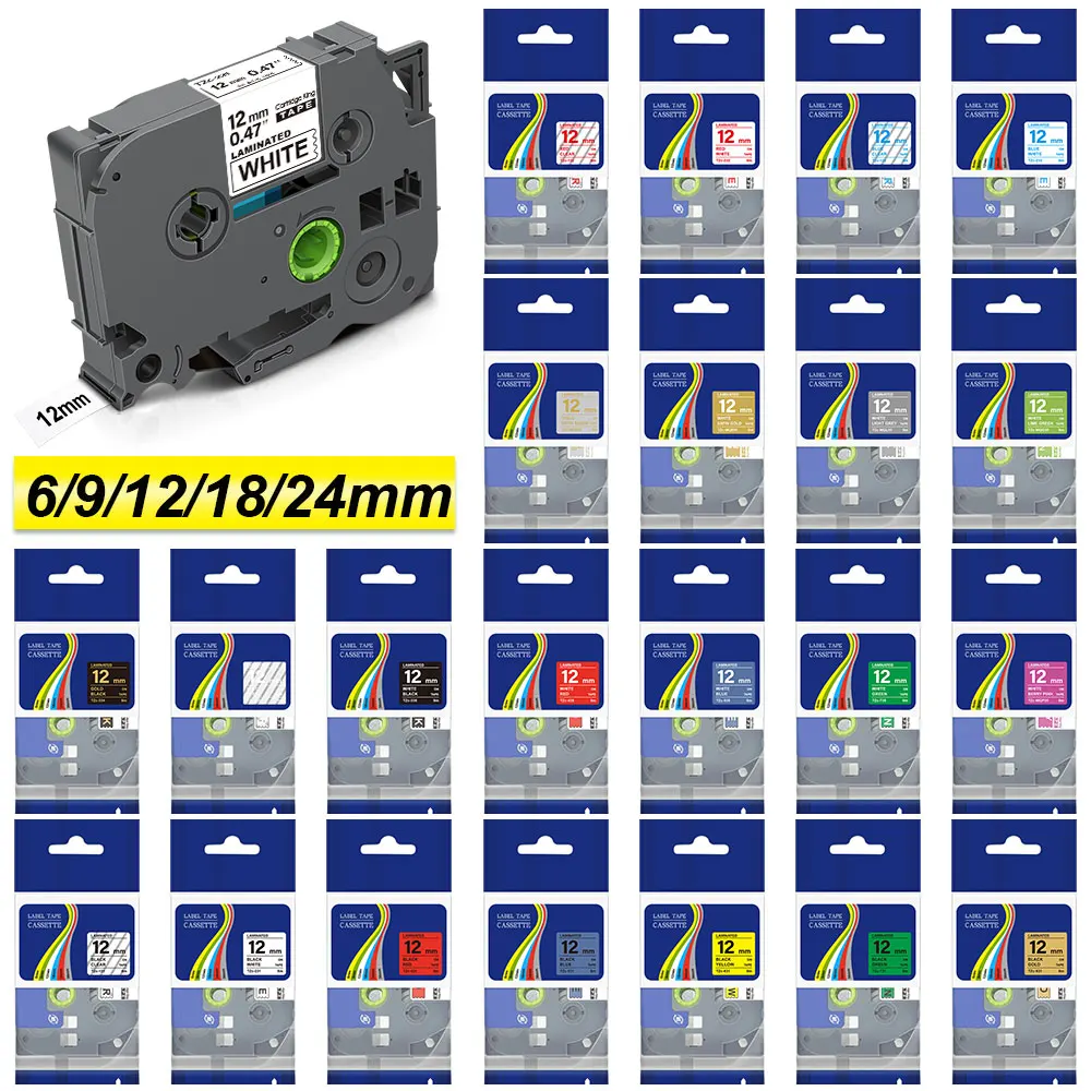 31 Colors for Brother TZ 231 221 211 241 251 FX231 Laminated Tape TZ231 TZ-White-Label Compatible for Brother Ptouch Label Maker