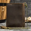 Men Genuine Leather Short Wallet with Chain Zipper Clutch Wallets Male Short Trifold Purse Card Holder Change Coin Purse 1