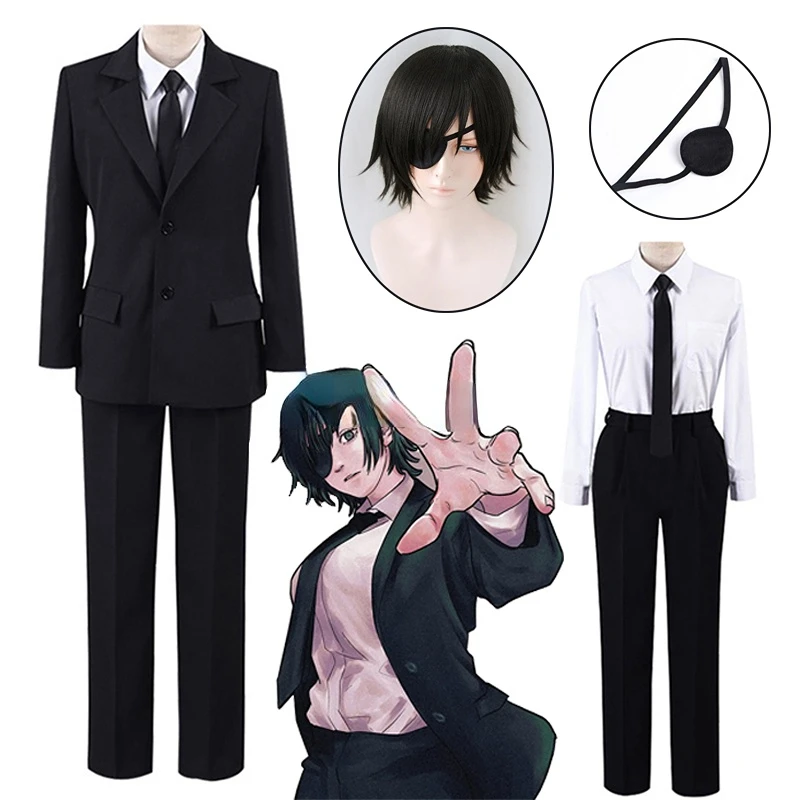Chainsaw Man Part 2 Himeno Anime Cosplay Costumes Wig Eye Patch Coat