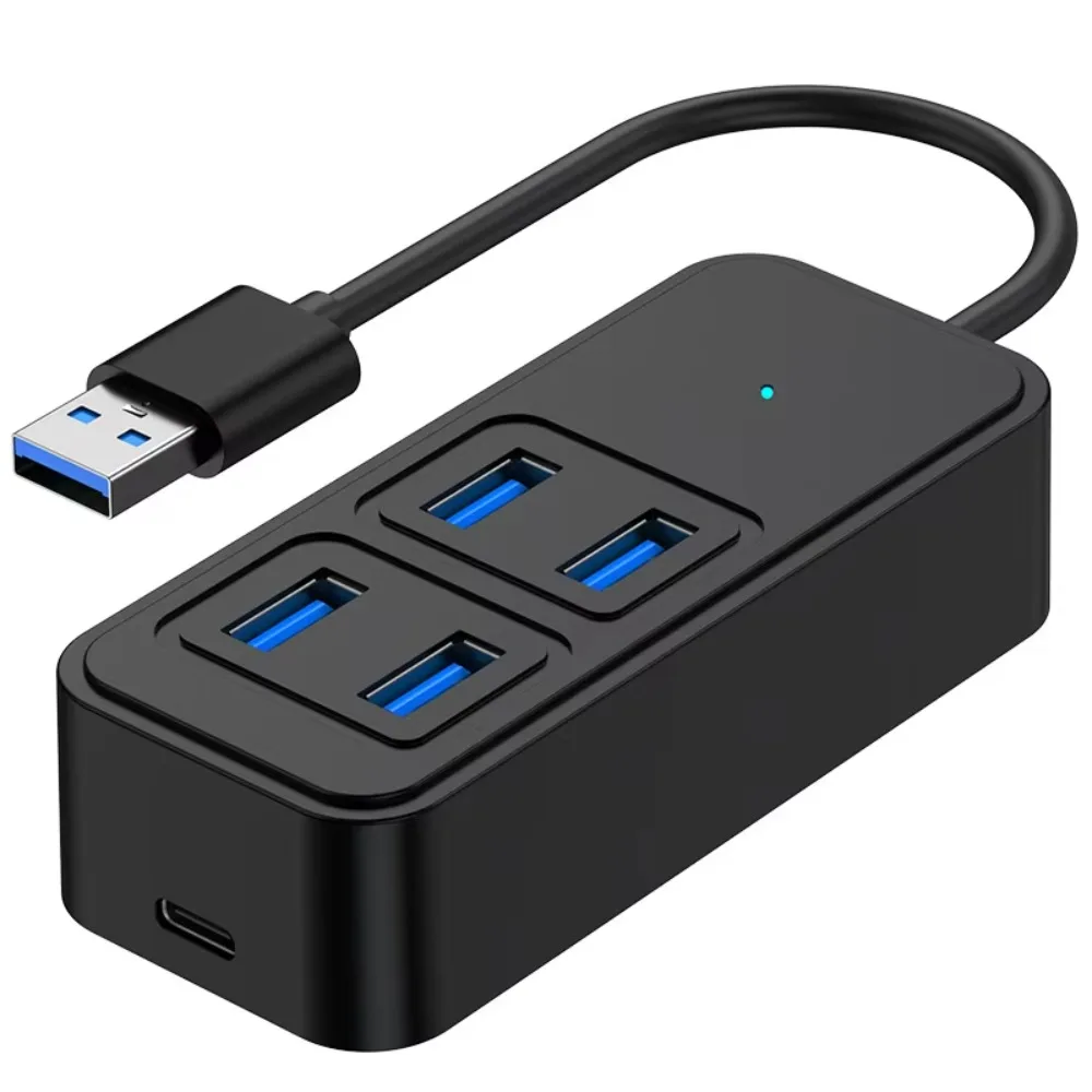 High-Speed USB-C to 4-Port USB 3.0 Hub with Power Supply
