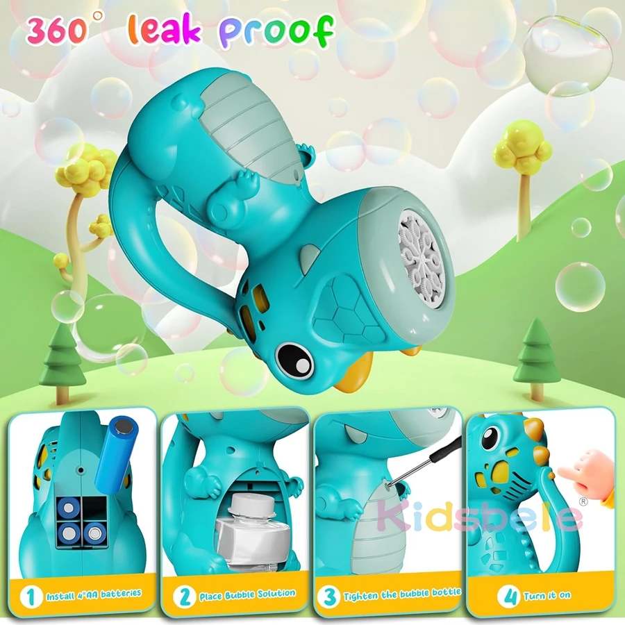 Dinosaur Bubble Machine Dinosaur Bubble Maker Toy Fun Music and Light Bubble Gun Blower Cool Outdoor Dinosaur Toys for Kid 4