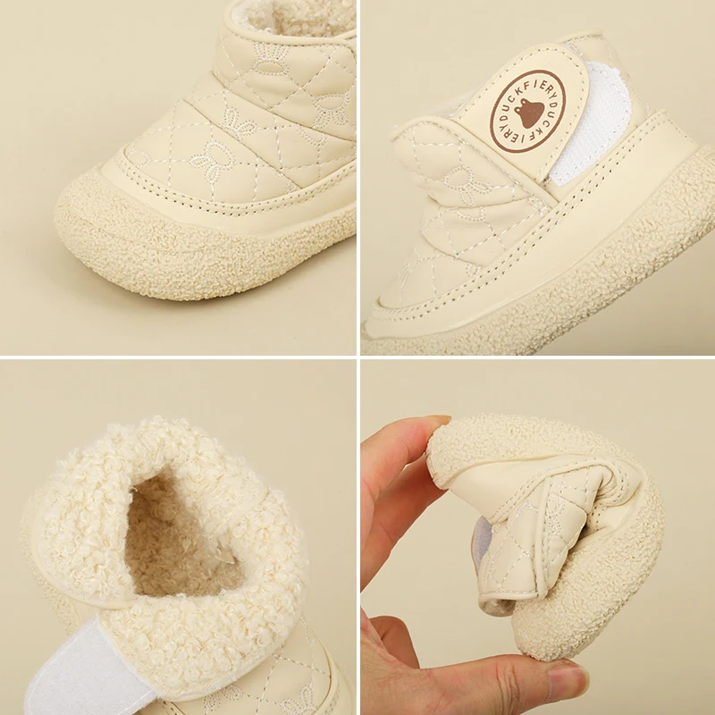 Baby Boys Girls Cartoon Rabbit Padded Winter Warm Boots Rubber Soles Non-slip Indoor Outdoor Walking Shoes 6