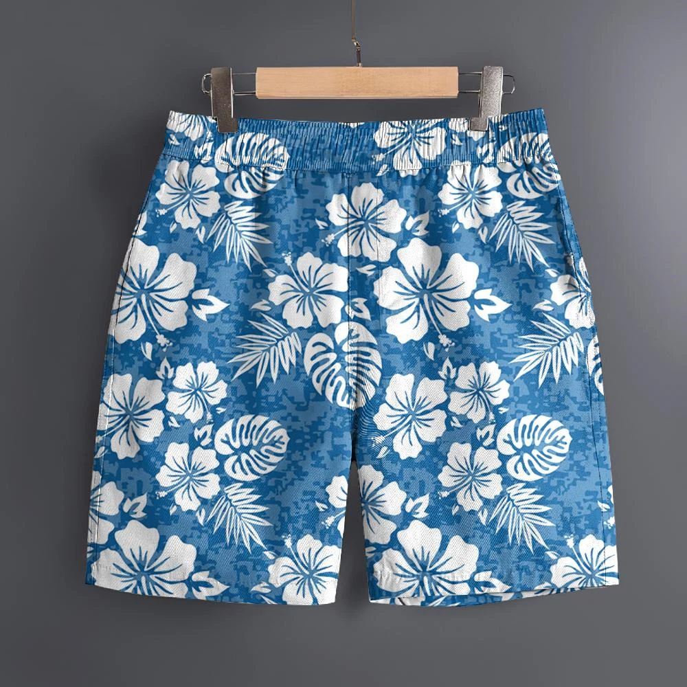 Short de plage hawaïen à motif de plante 3D pour hommes, séchage rapide, short de sport décontracté en plein air, à la mode