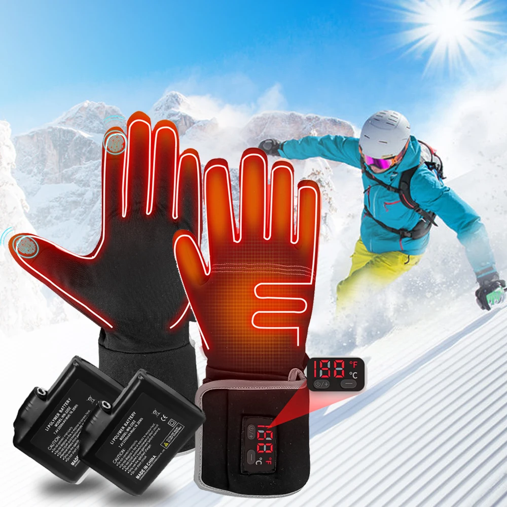 

Heated Glove Liners Rechargeable Electric Battery Gloves Hand Warmer Touch Screen Anti-Skip for Cycling Biking Sporting Driving