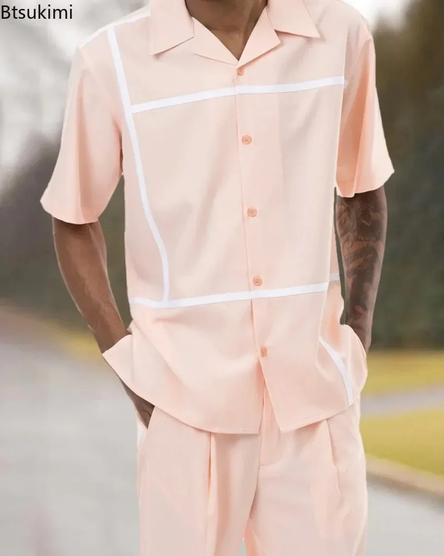 Sports Set Sports Suit Tracksuit Set Outdoor Suit Set Trend Print Men's Tops+Trousers Sets Spring Summer New Party Sport Casual Suits Shirts Pants 2-Piece Fashion Men's Clothing