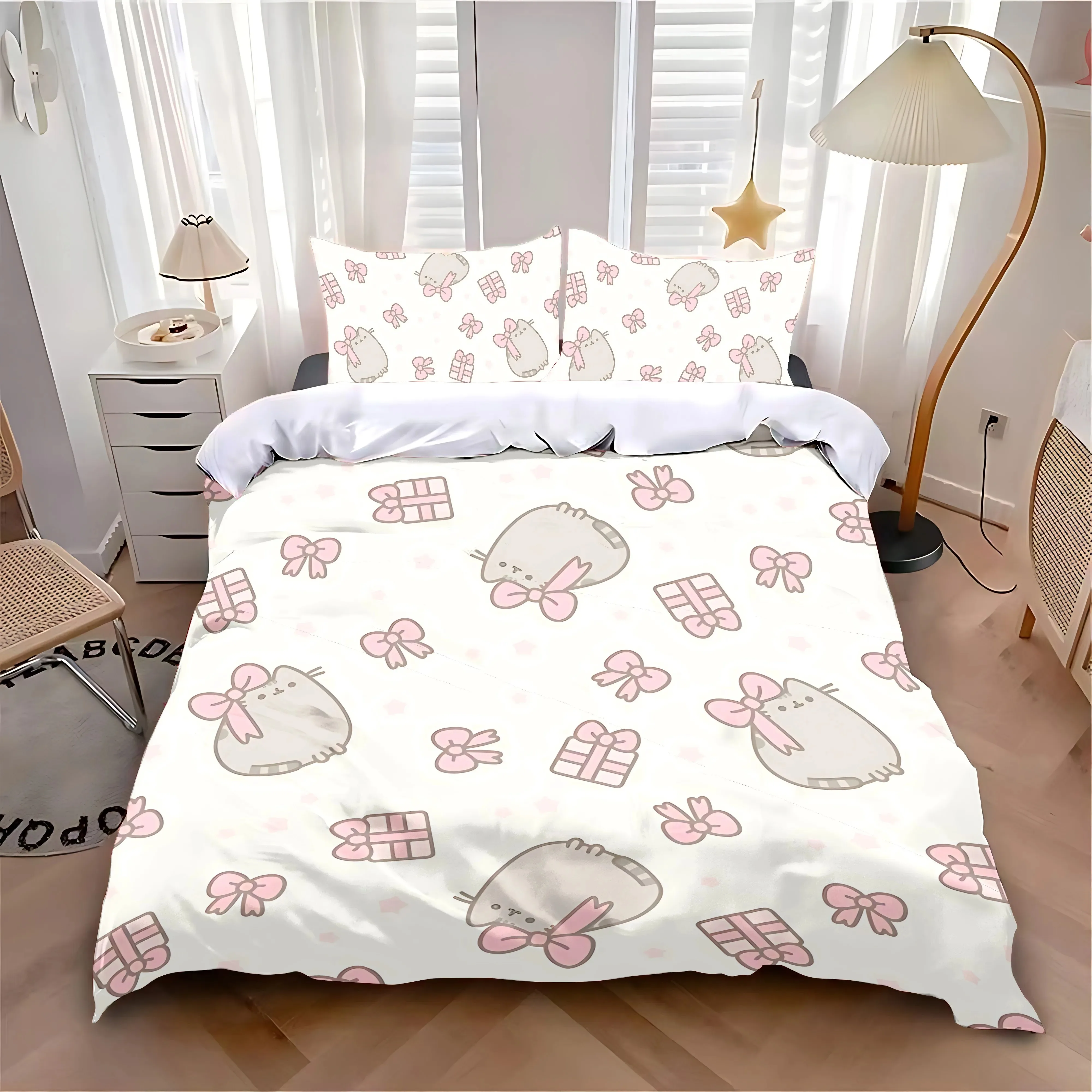 2025 Duvet Cover Pillowcase Bedding Set Cartoon P-Pusheens Cat Adult Boy Girl Bedroom Decoration Boys Single Double Large Size 5