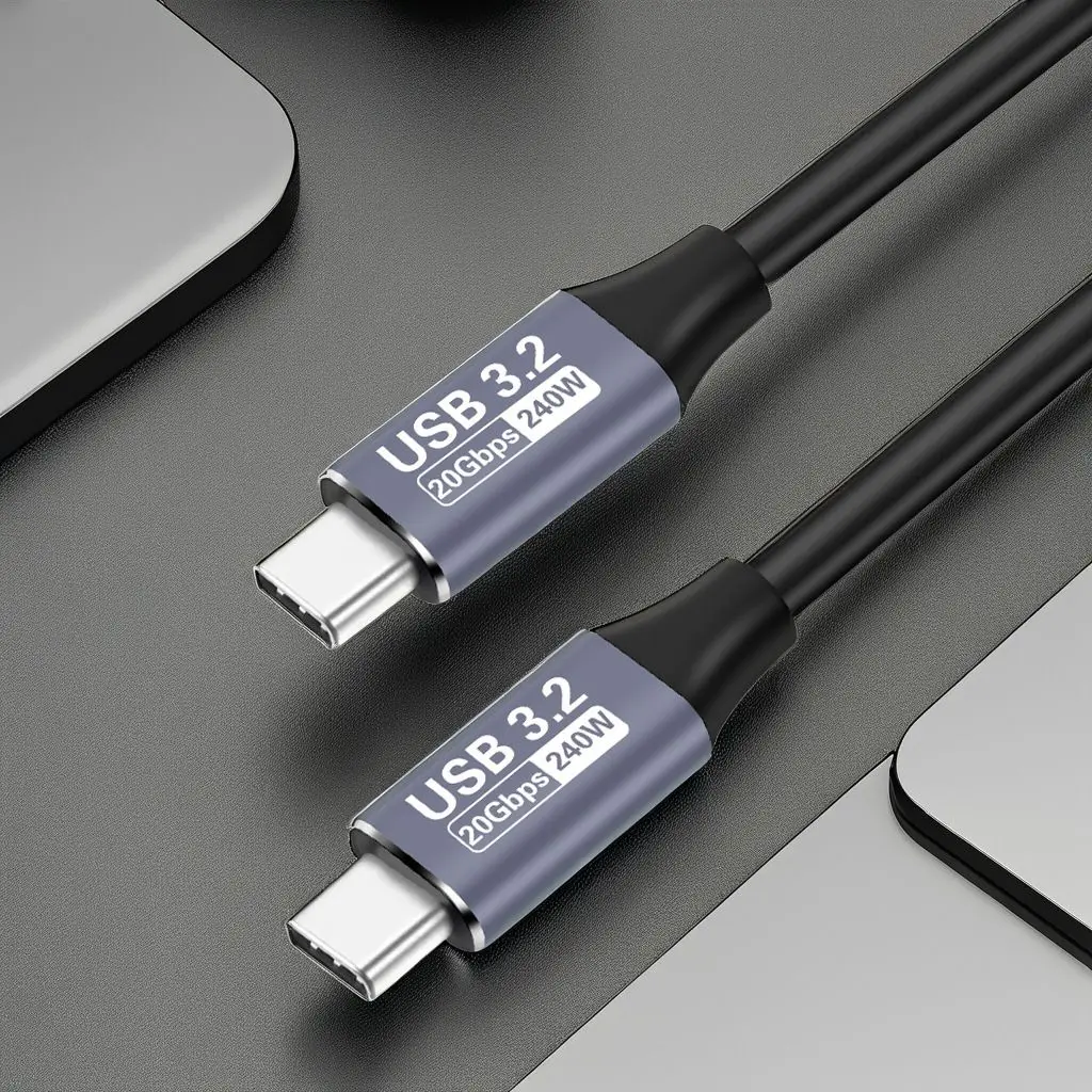 20Gbps 48V 5A 240W USB C to Type-C 3.2 Gen2 케이블 4K 60Hz QC3.0 고속 충전 고속 데이터 전송 연결 액세서리