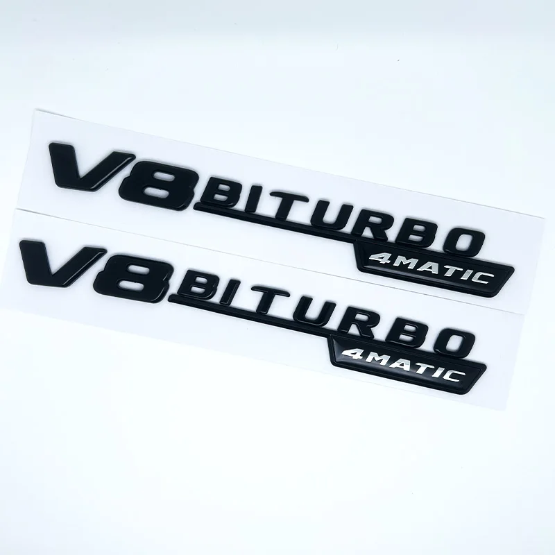 Premium Car Fender Side Emblem - V8 Biturbo 4matic Logo
