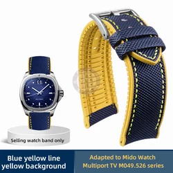 Enhanced Product Title:  
Premium 22mm Nylon Rubber Men's Watch Strap - Blue, Green, Black - 22mm - Width (Blue yellow yellow)
